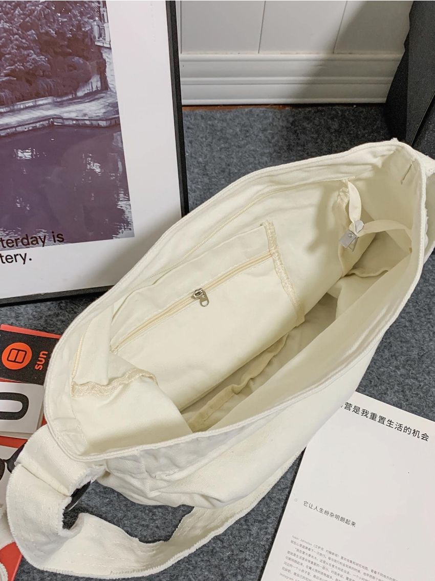 Large Hobo Bag With Zipper Canvas Casual