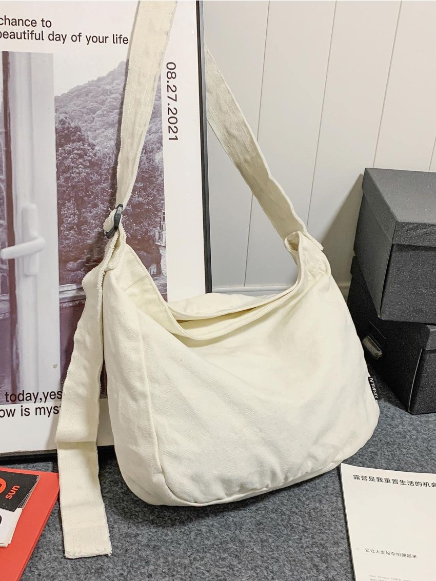 Large Hobo Bag With Zipper Canvas Casual