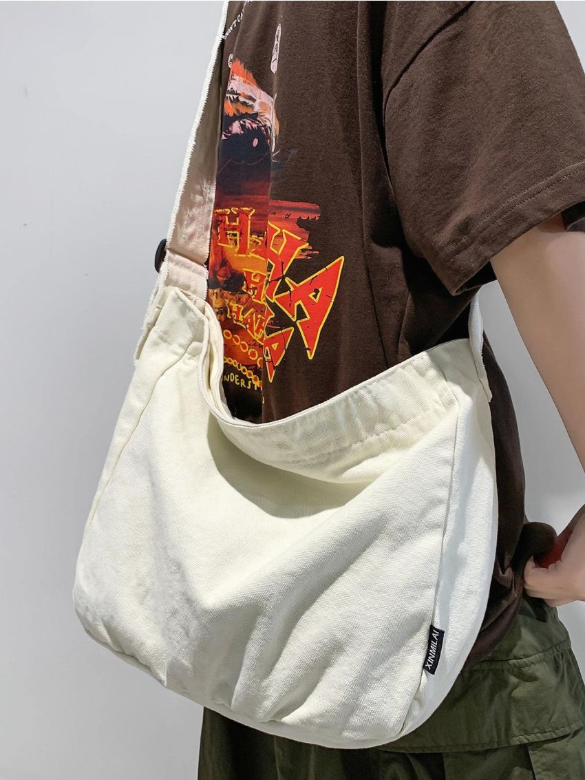 Large Hobo Bag With Zipper Canvas Casual