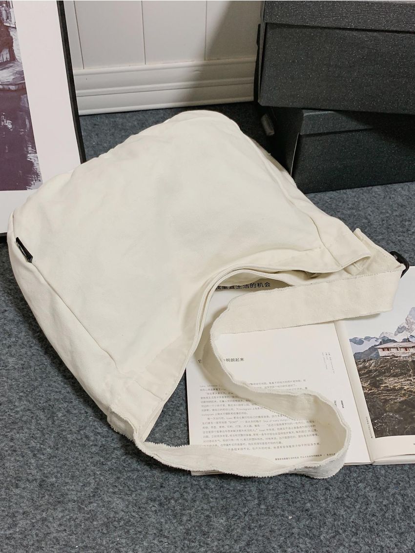 Large Hobo Bag With Zipper Canvas Casual