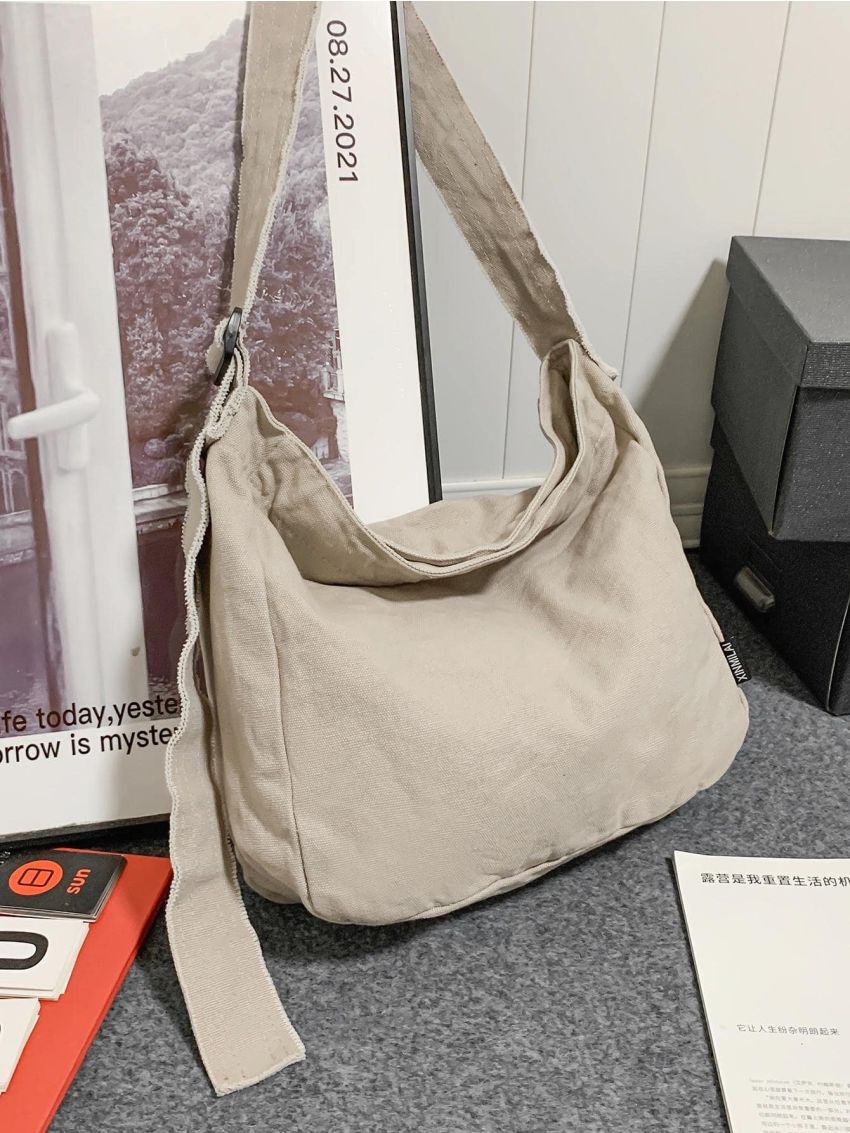 Large Hobo Bag With Zipper Canvas Casual
