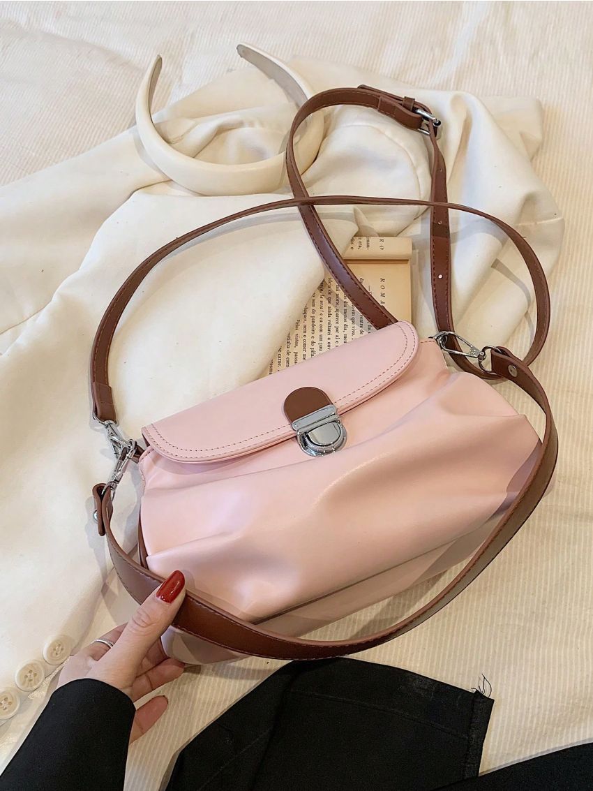 Medium Square Bag Ruched Detail Pink Fashionable For Daily