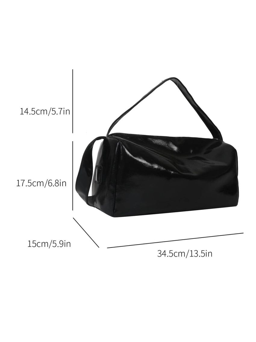 Black Minimalist PU Wander Bag with Top Single Handle Suitable for Office