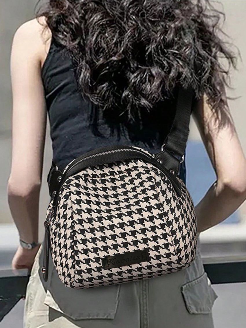 Medium Fanny Pack Houndstooth Pattern Adjustable Strap For Daily