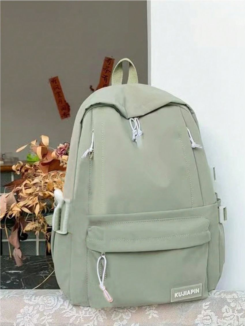 Letter Patch Decor Classic Backpack Preppy