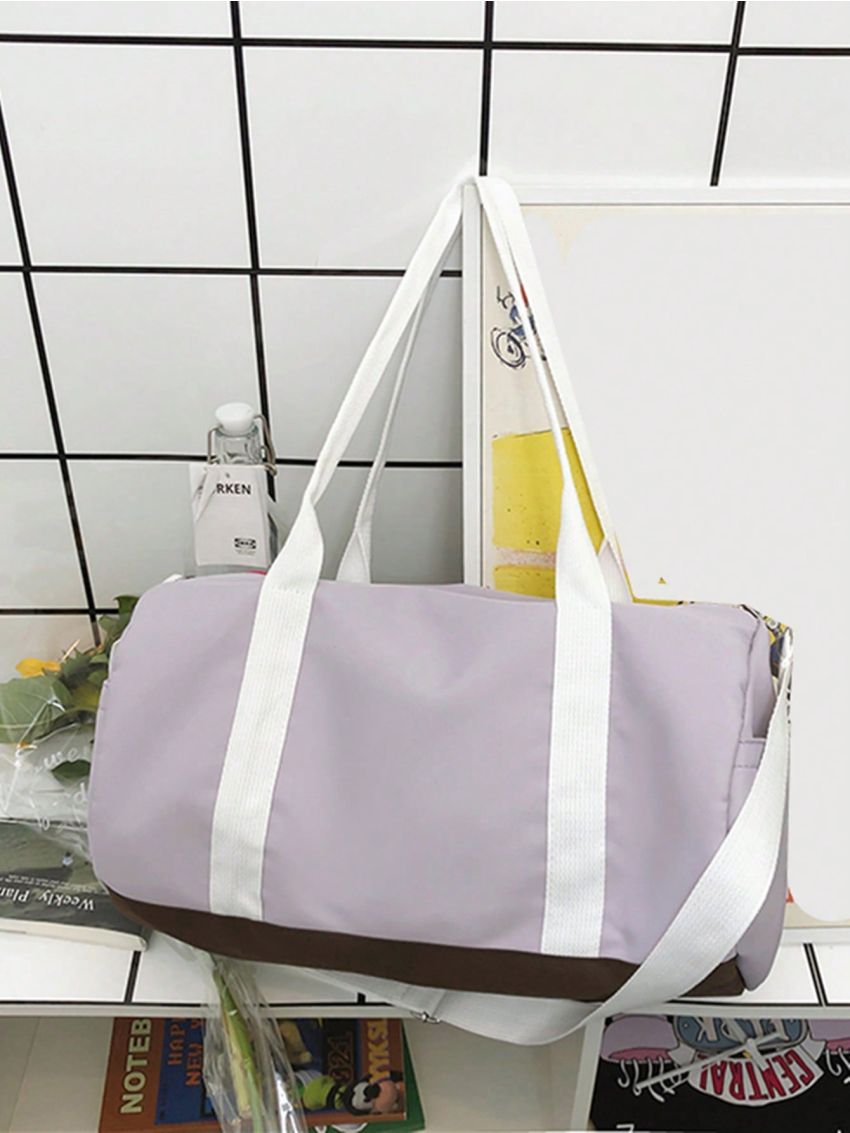 Letter Graphic Large Capacity Travel Bag Colorblock Sporty