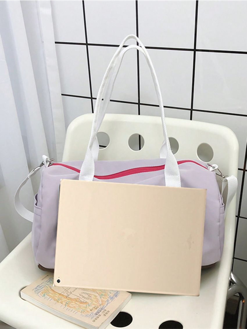 Letter Graphic Large Capacity Travel Bag Colorblock Sporty