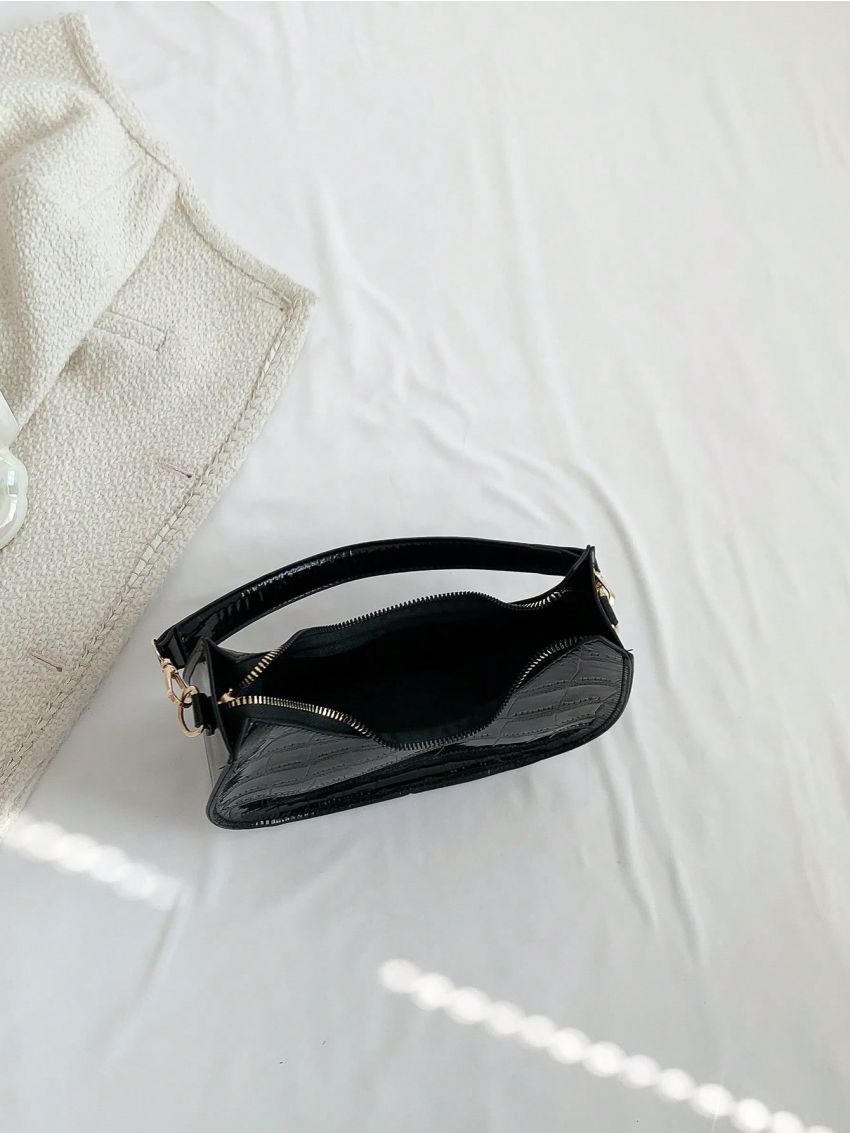 Long 9.1 Inches Wide 3.1 Inches High 6.7 Inches PU Solid Color Fashion Underarm Shoulder Bag