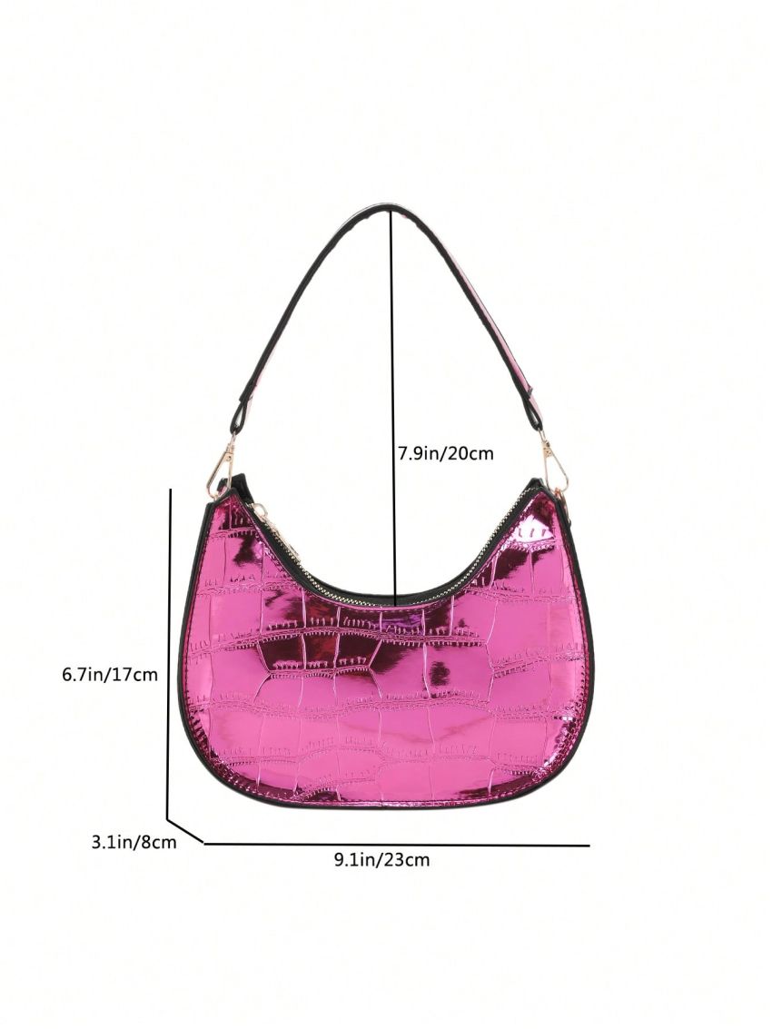 Long 9.1 Inches Wide 3.1 Inches High 6.7 Inches PU Solid Color Fashion Underarm Shoulder Bag