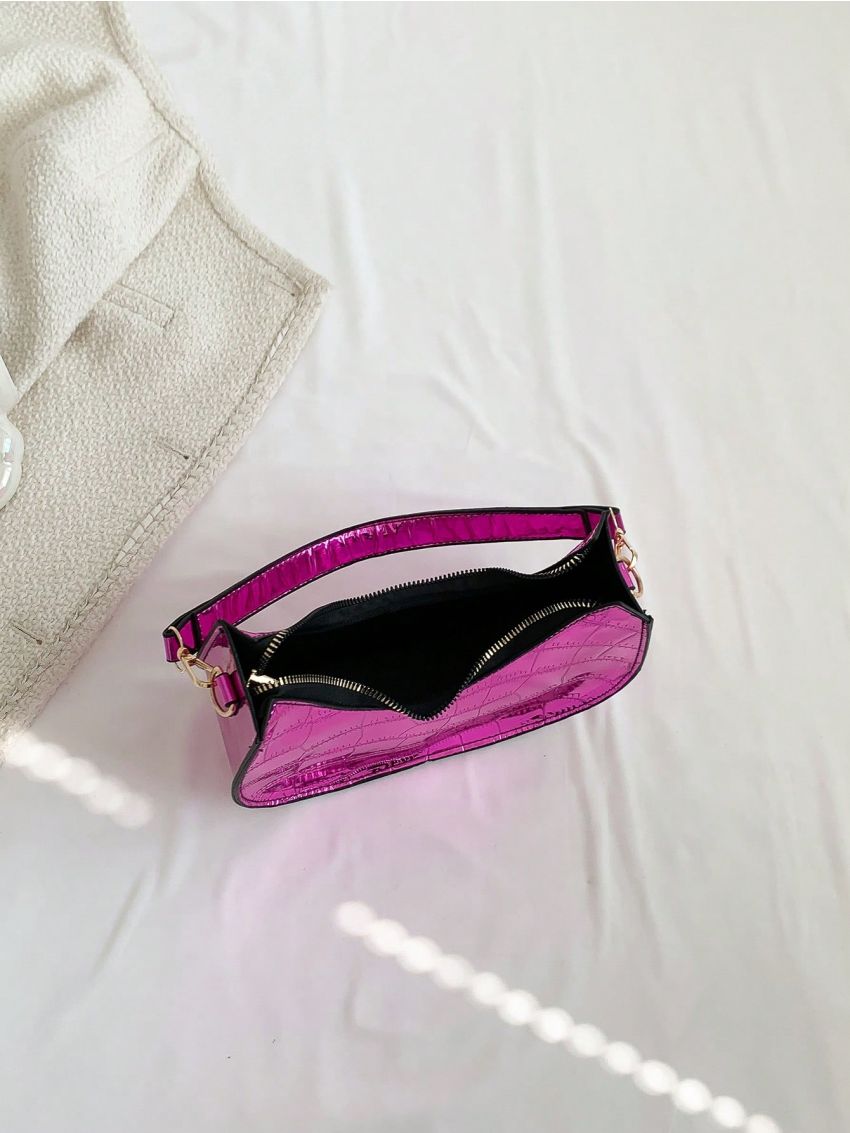 Long 9.1 Inches Wide 3.1 Inches High 6.7 Inches PU Solid Color Fashion Underarm Shoulder Bag