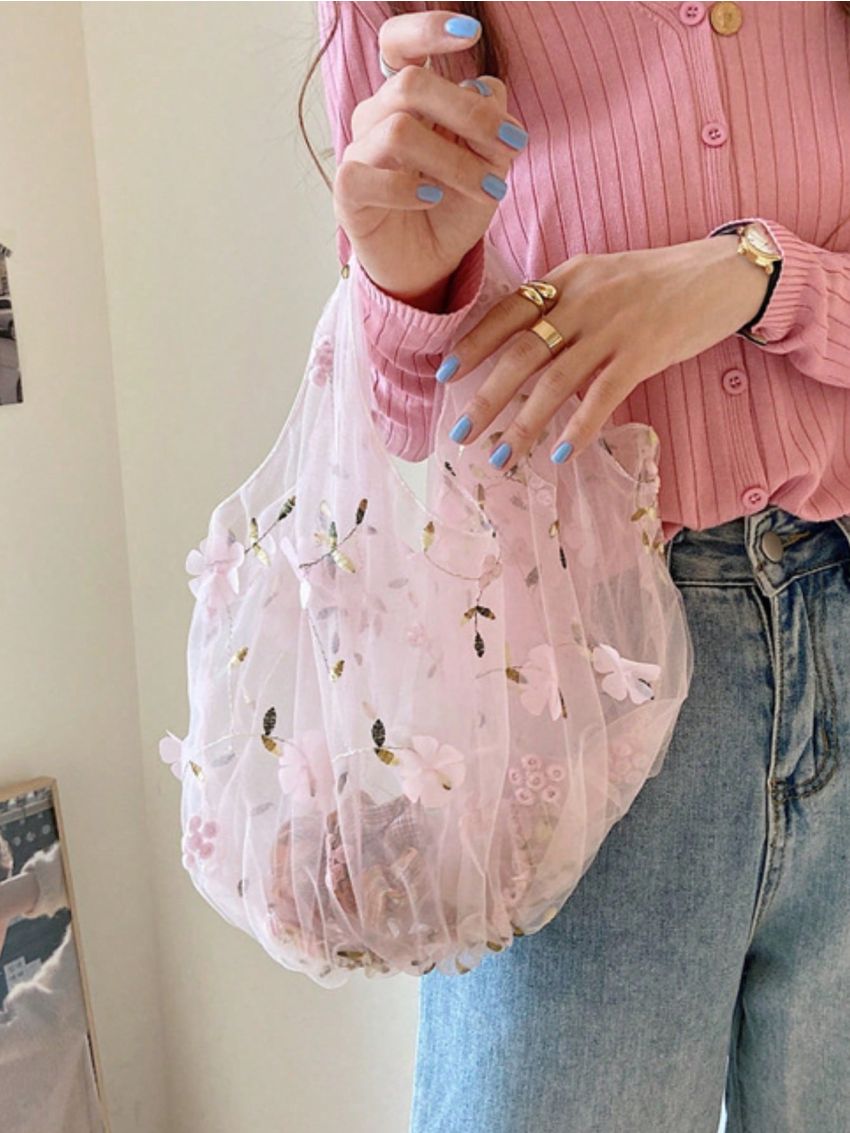 Mini Clear Floral Graphic Satchel Bag