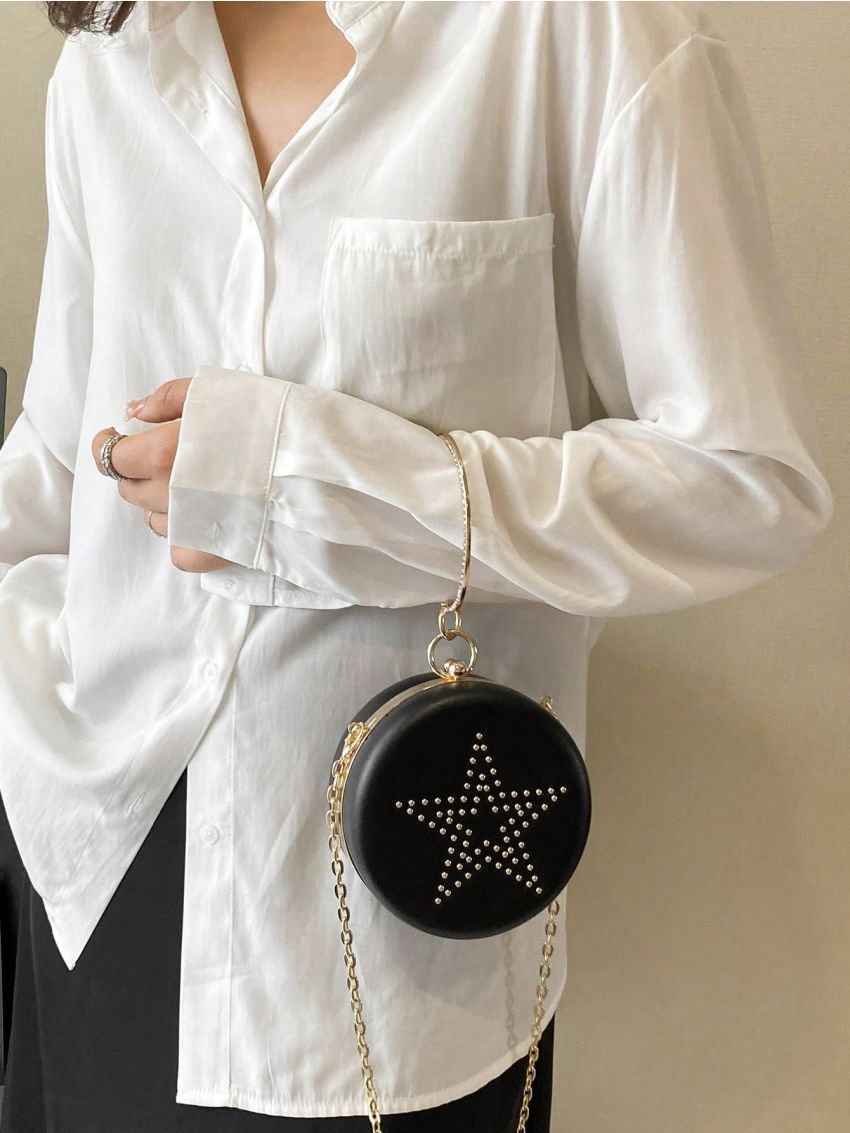 Mini Fashion Small Round Bag Hand-Held Lipstick Bag Chain Messenger Bag