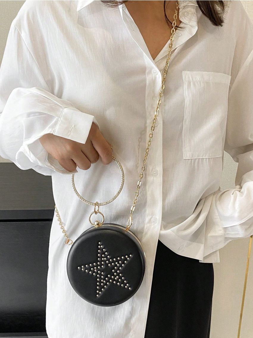 Mini Fashion Small Round Bag Hand-Held Lipstick Bag Chain Messenger Bag