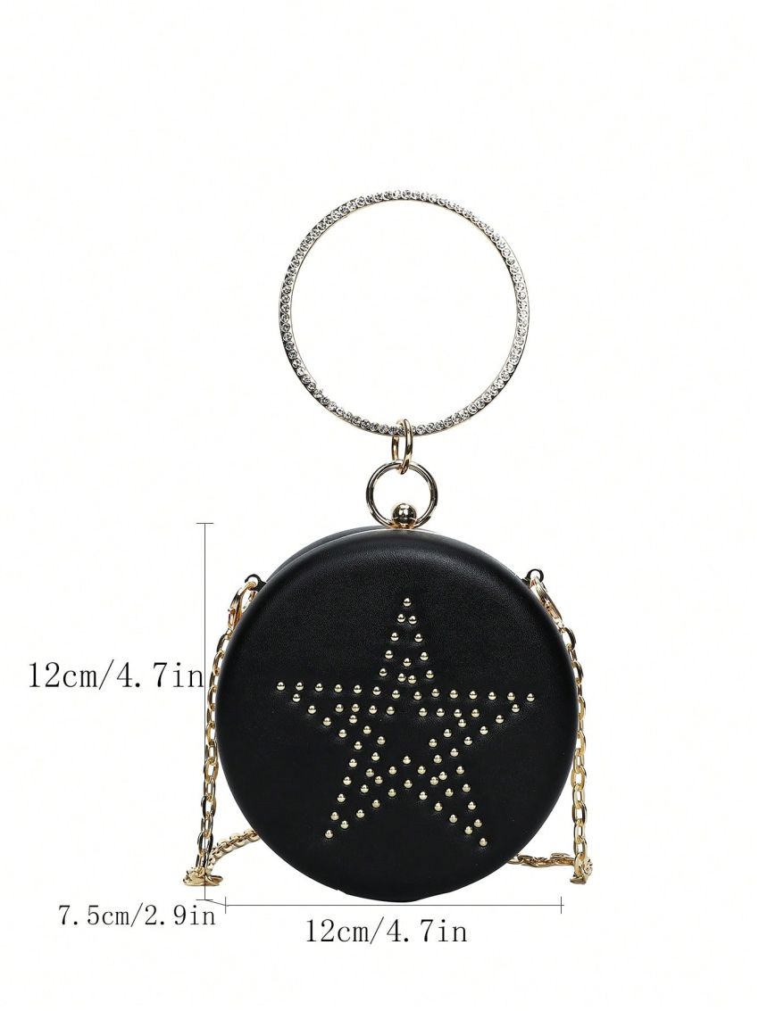Mini Fashion Small Round Bag Hand-Held Lipstick Bag Chain Messenger Bag