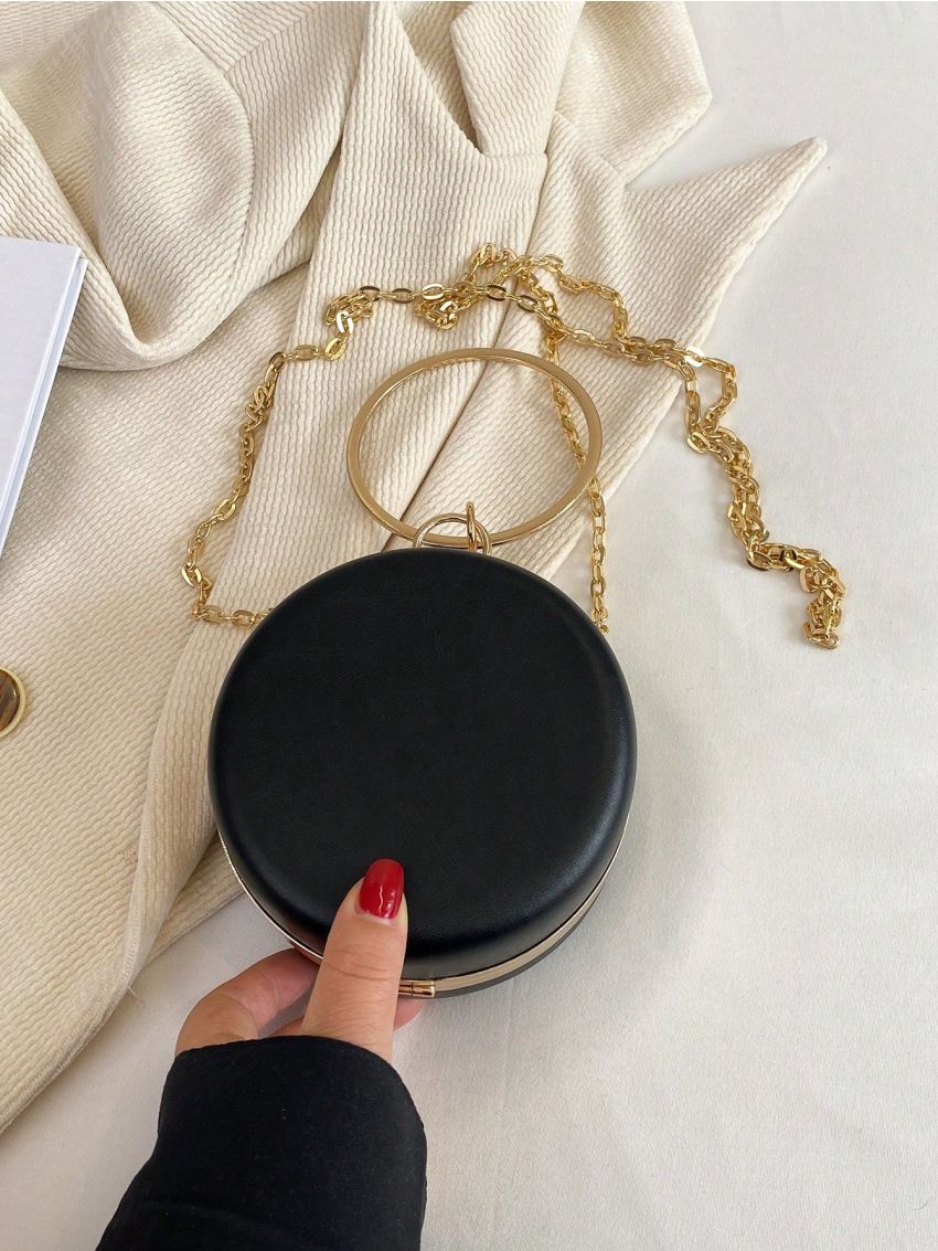 Mini Fashion Small Round Bag Hand-Held Lipstick Bag Chain Messenger Bag