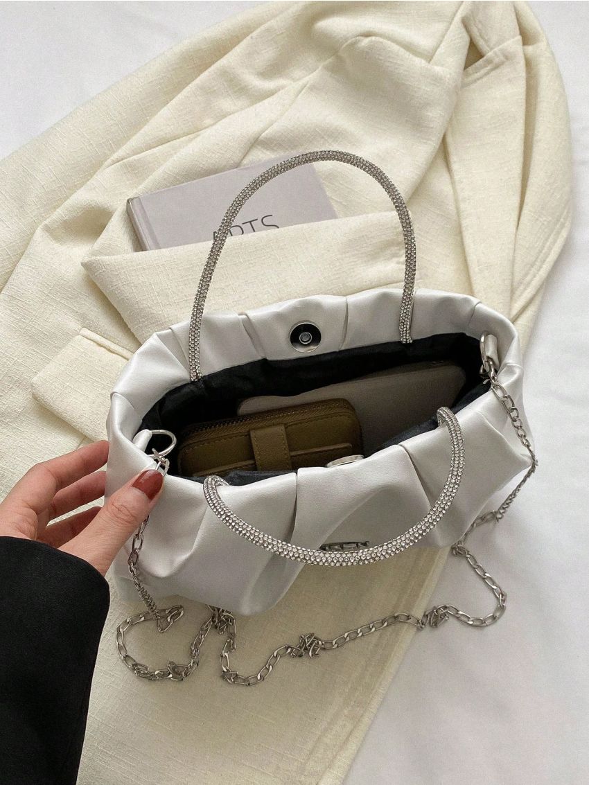 Pleated Handbag, Stylish Ring Strap Daily Bag, Women's Versatile Going Out Bag