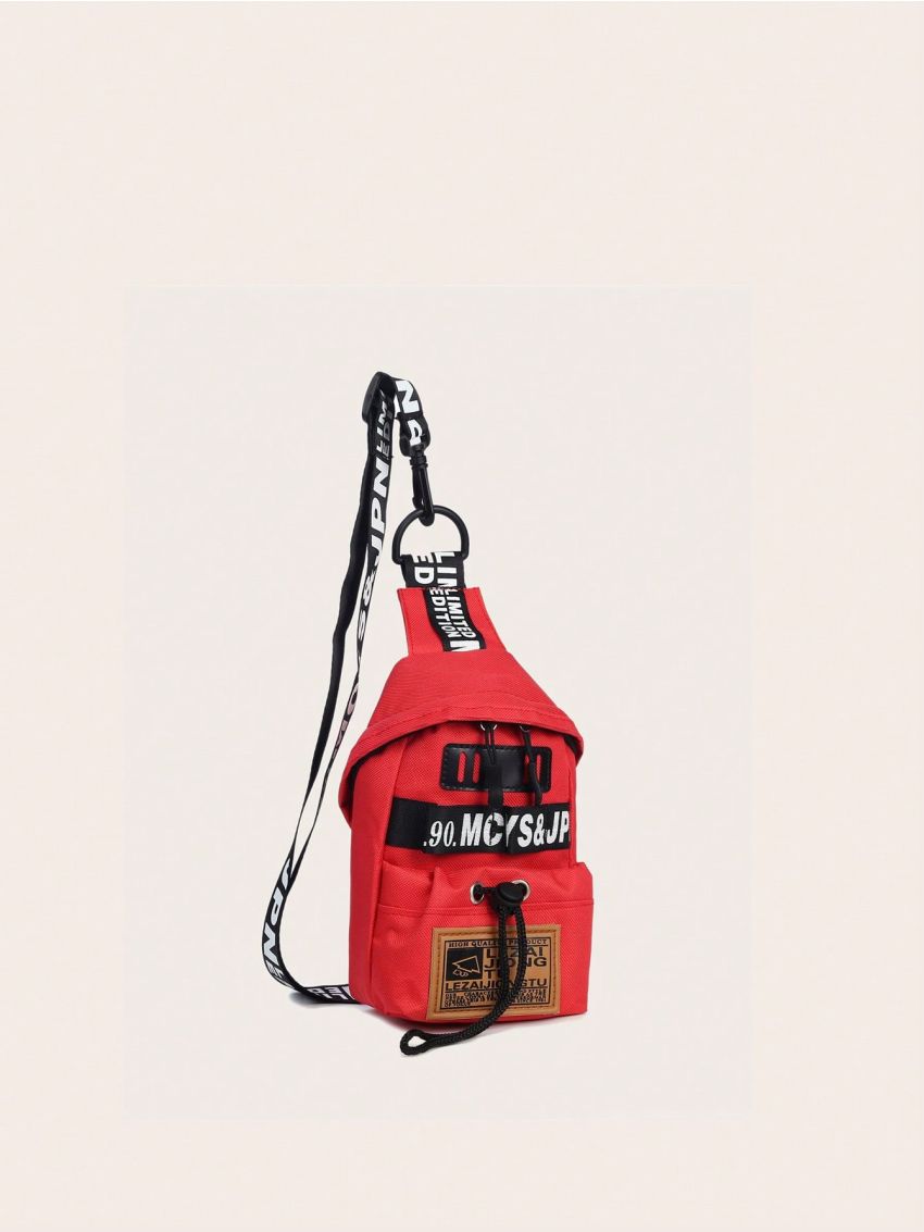 Mini Letter Graphic Sling Bag Drawstring Detail