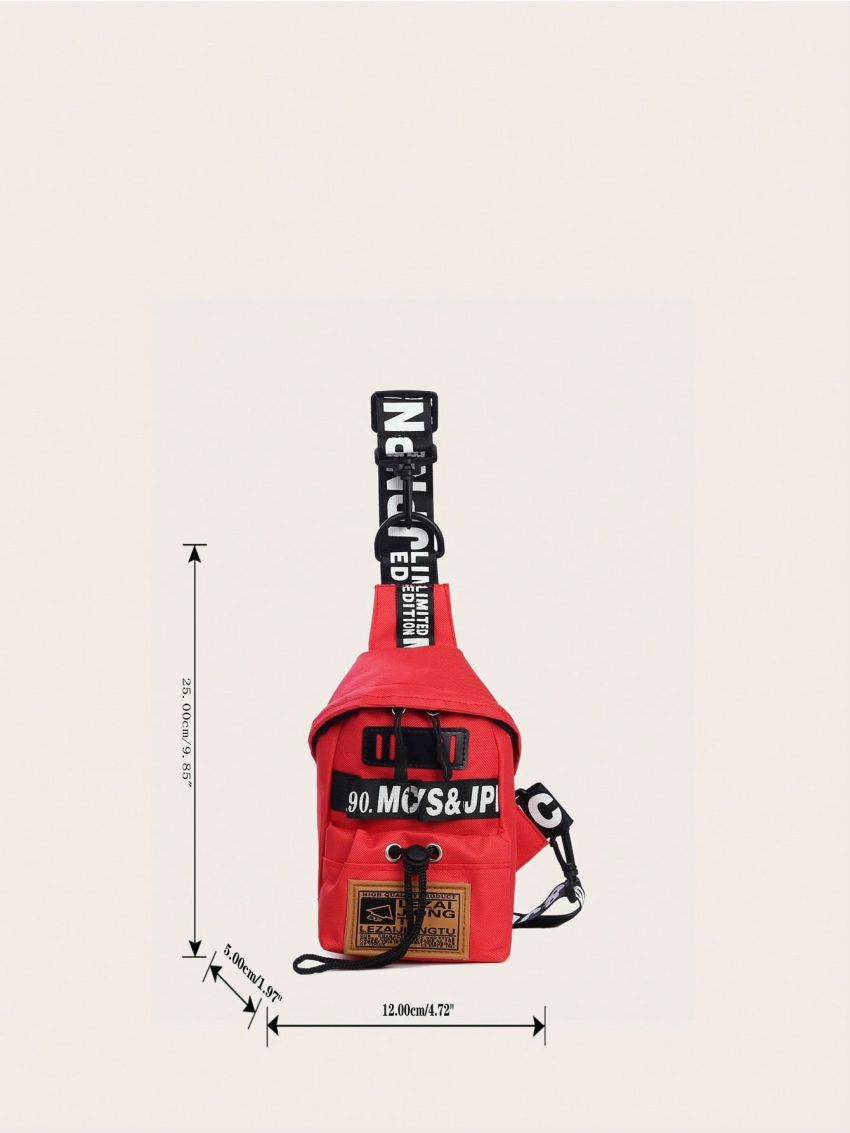 Mini Letter Graphic Sling Bag Drawstring Detail