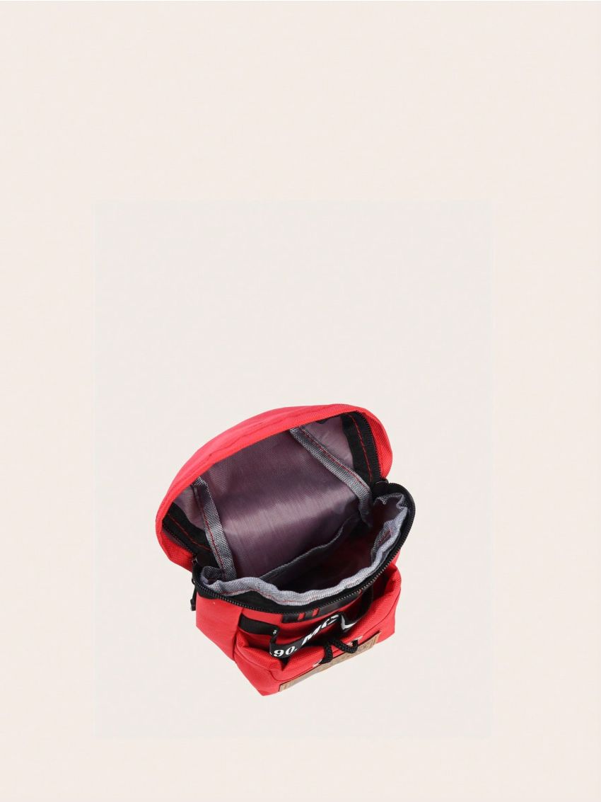 Mini Letter Graphic Sling Bag Drawstring Detail