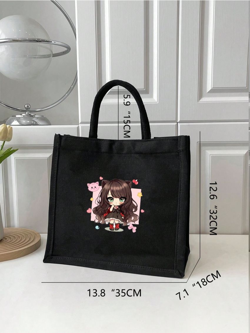 Cartoon Graphic Shopper Bag Canvas Double Handle