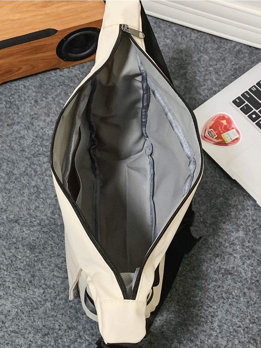 Star Graphic Flap Messenger Bag Release Buckle Decor