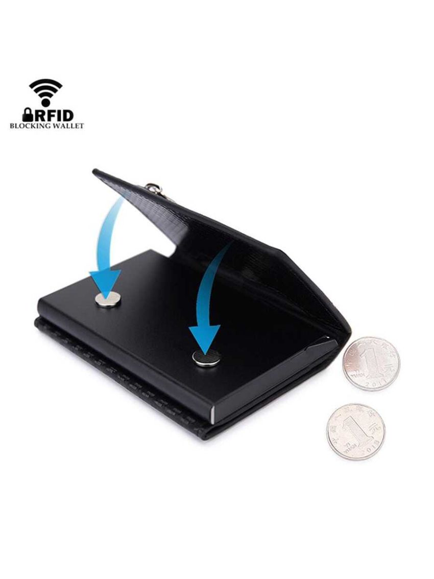 Carbon Fiber Card Holder Slim Men Wallet Trifold RFID Blocking Slim Mini Wallet Small Metal Purse