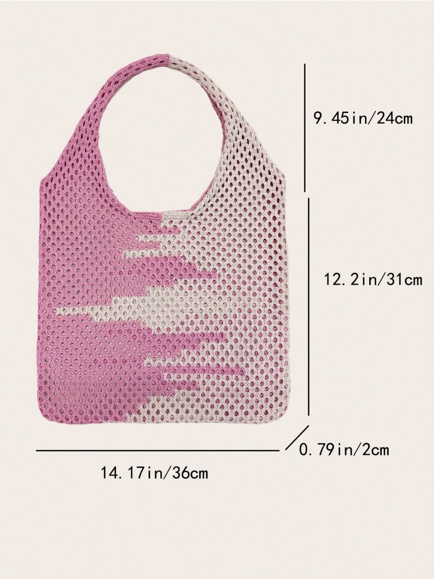Medium Crochet Bag Colorblock Hollow Out