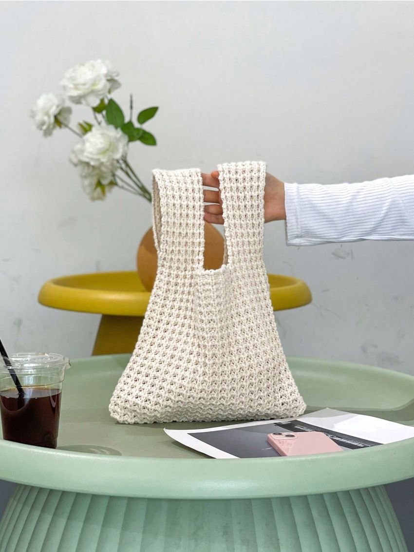 Minimalist Women's Single Shoulder Bag Tote Bag Crochet Bag, Women's Simple Woven Tote Bag