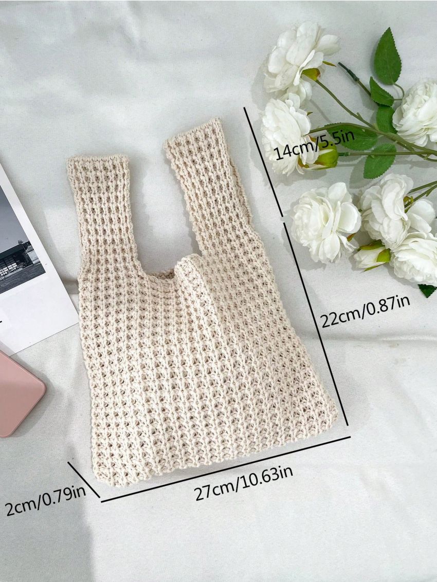 Minimalist Women's Single Shoulder Bag Tote Bag Crochet Bag, Women's Simple Woven Tote Bag