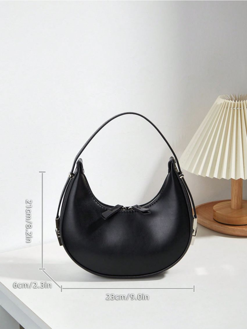 Minimalist Hobo Bag Small Zipper Black Elegant