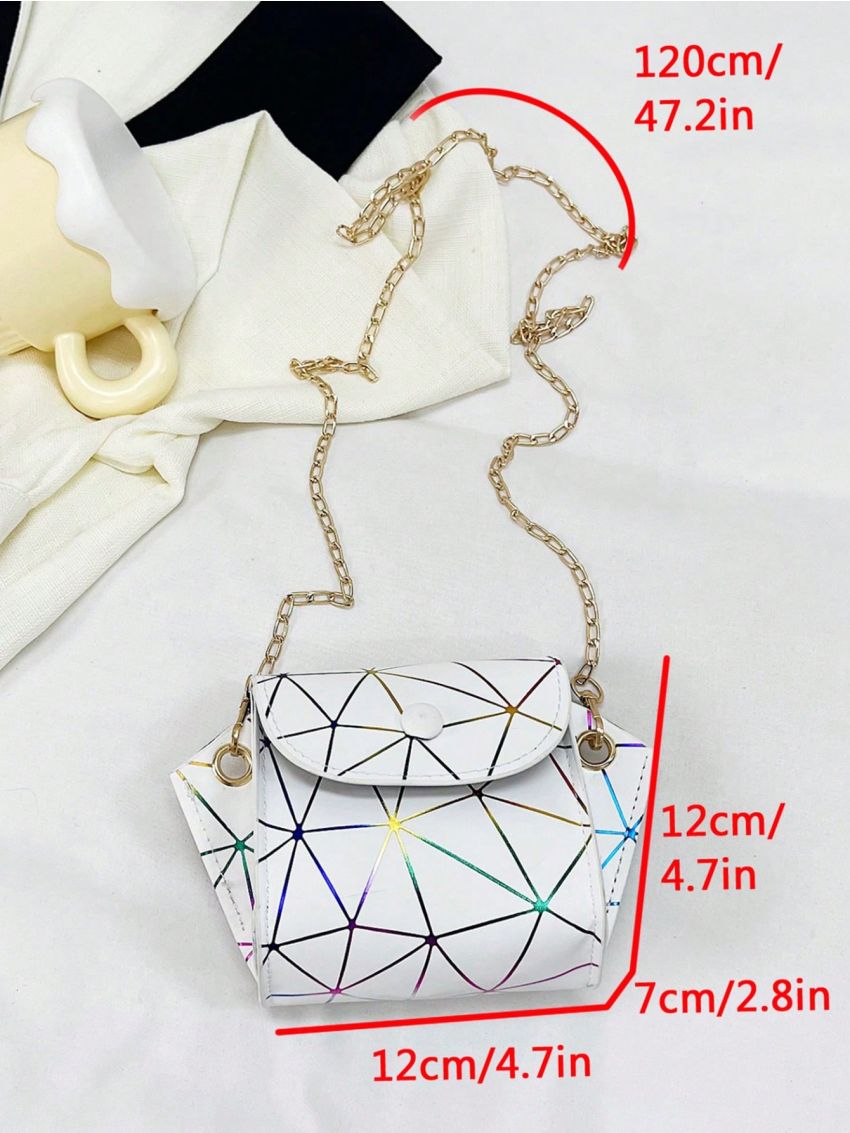 Mini Geometric Pattern Metal Eye Decor Irregular Clutch Bag With Metal Chain