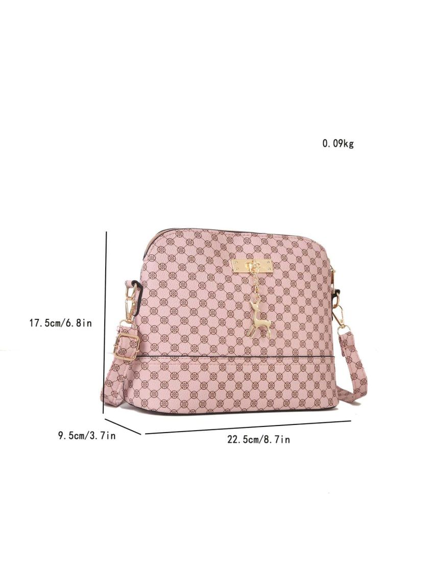 Geometric Pattern Fashionable Shell Bag With Adjustable Shoulder Strap, Suitable for Commuting