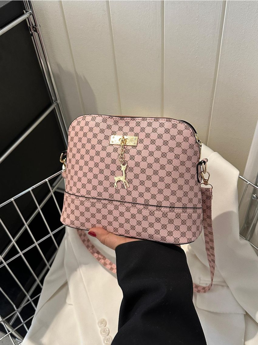 Geometric Pattern Fashionable Shell Bag With Adjustable Shoulder Strap, Suitable for Commuting