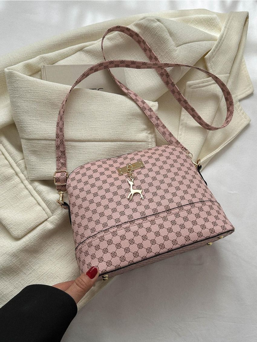 Geometric Pattern Fashionable Shell Bag With Adjustable Shoulder Strap, Suitable for Commuting