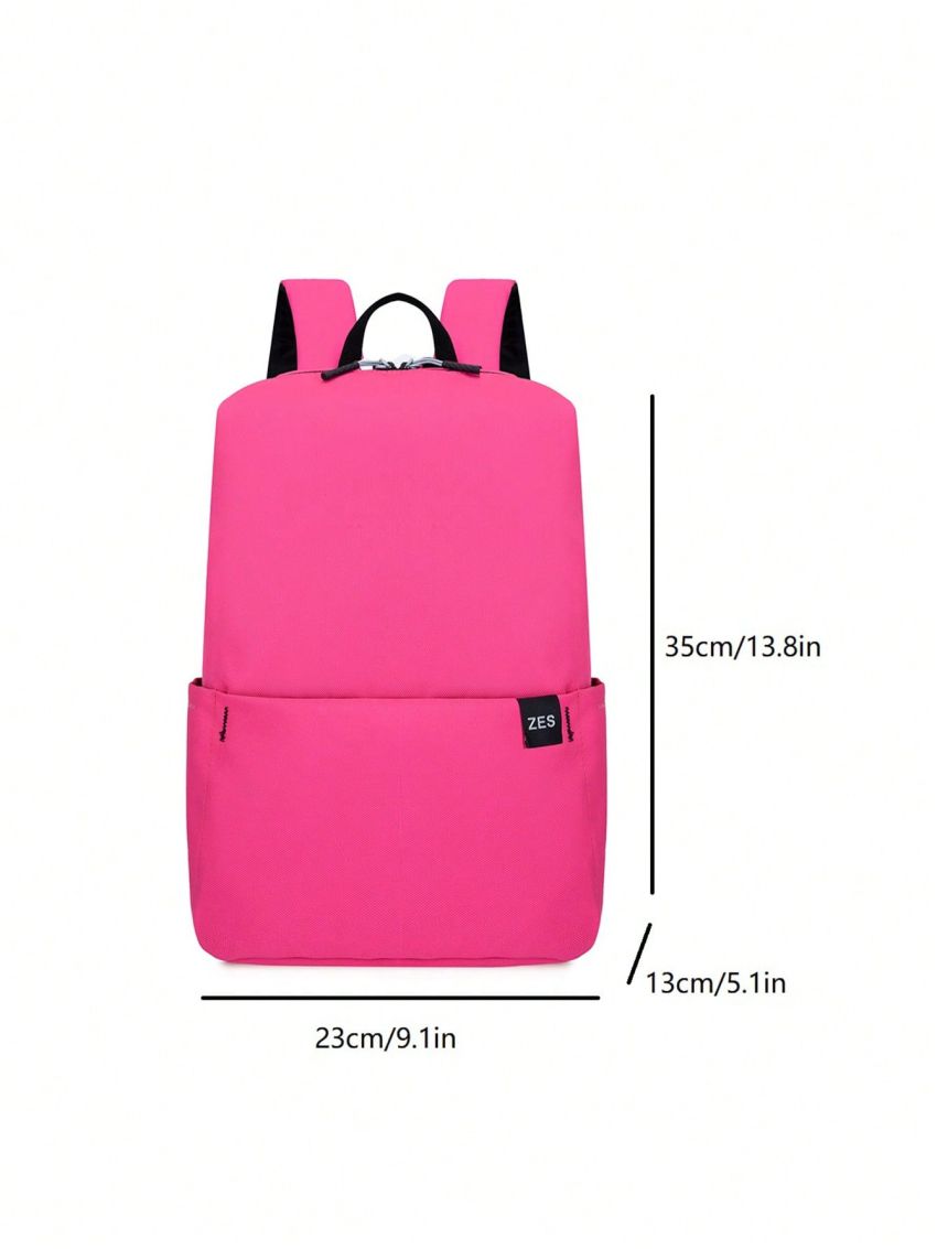 Letter Graphic Classic Backpack Small Zipper Neon Pink Funky