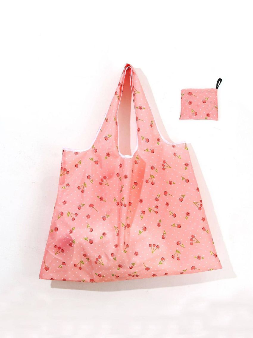 1pc Cherry Print Portable Storage Bag