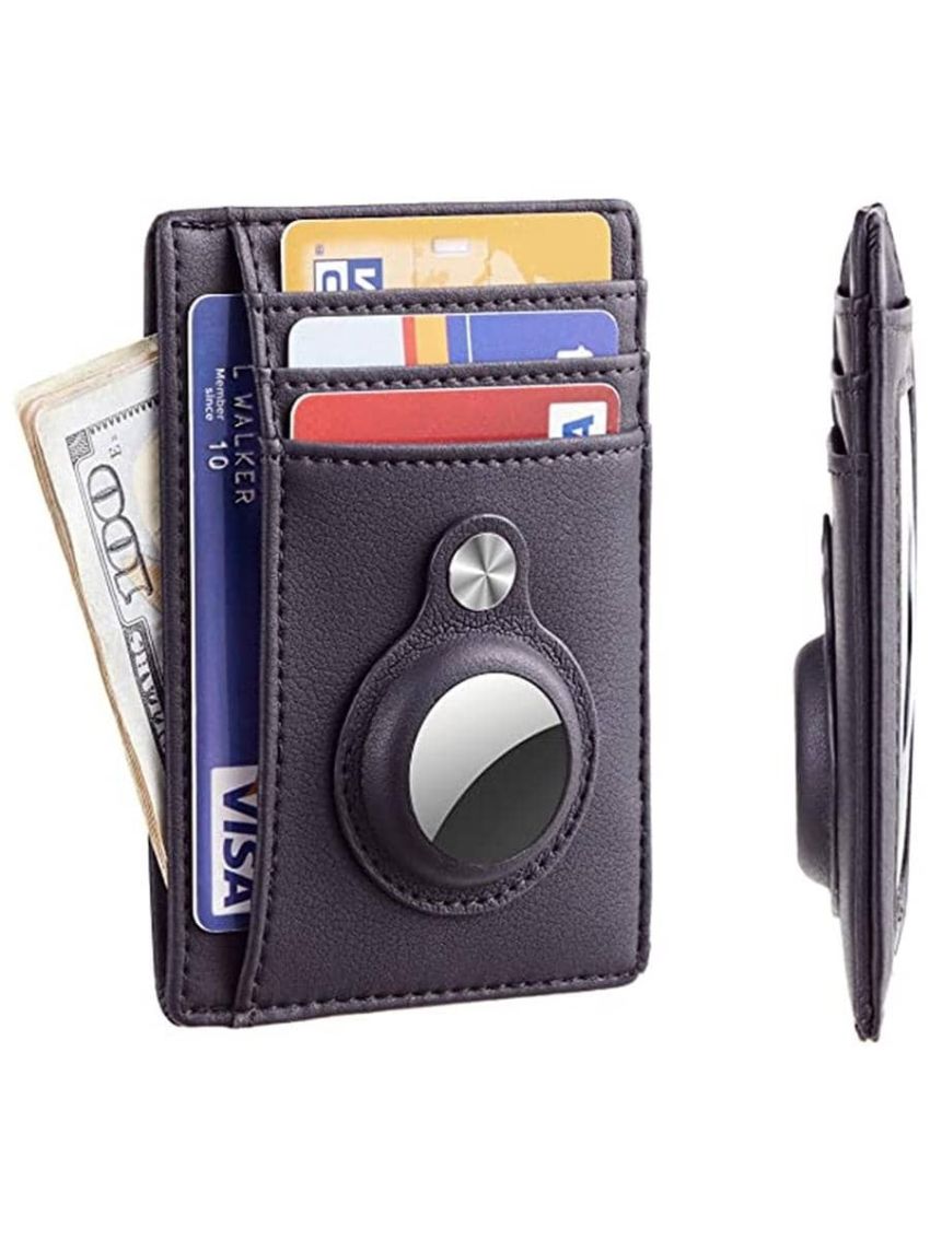 Hawanik Slim Minimalist Front Pocket Wallet with Built-in Case Holder for AirTag