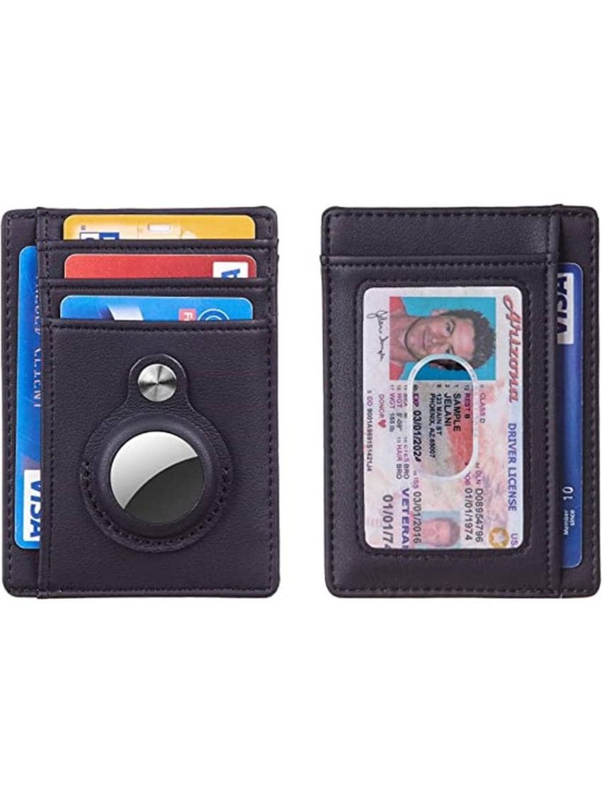 Hawanik Slim Minimalist Front Pocket Wallet with Built-in Case Holder for AirTag