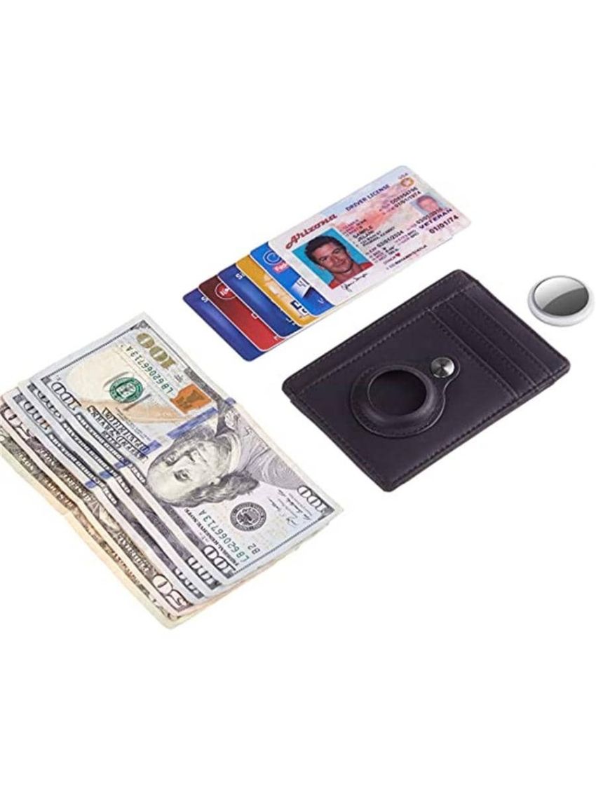 Hawanik Slim Minimalist Front Pocket Wallet with Built-in Case Holder for AirTag