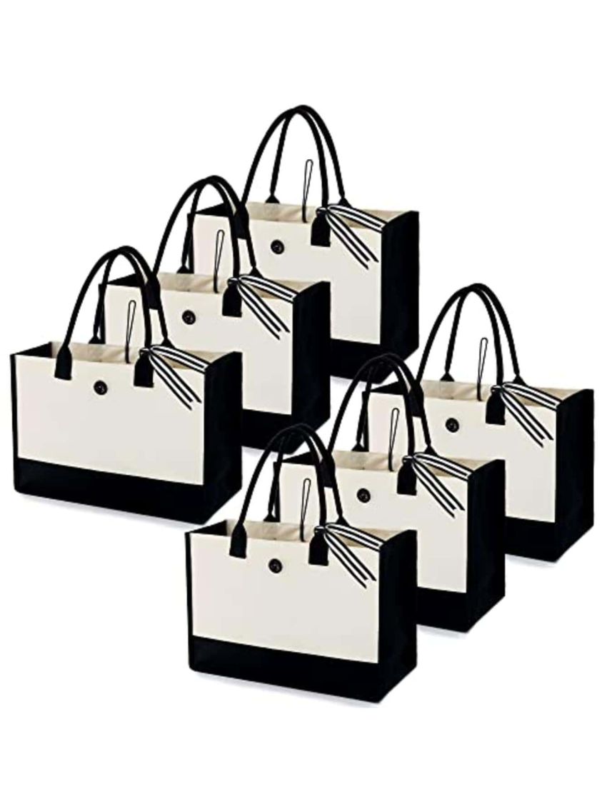 BeeGreen Canvas Tote Bags Bulk Personalized Gifts for Women 6 Packs Blank Plain Birthday gifts Beach Bags, wholesale, Wedding, a Great Gift for Best Friends, Teachers, Girls, Mom