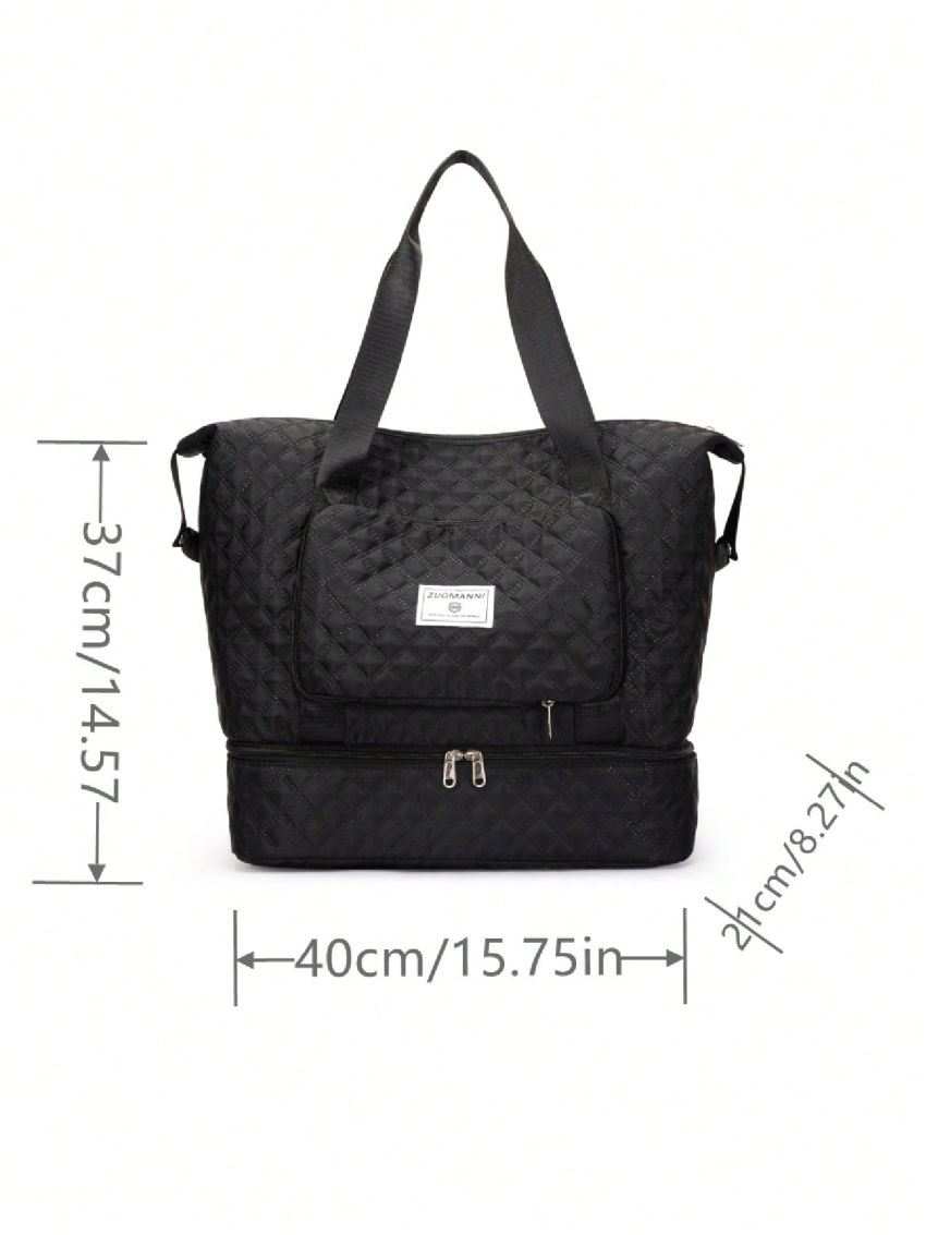 Minimalist Duffel Bag Double Handle Letter Patch Decor For Sport & Travel