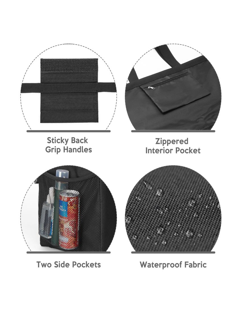 GymChoice Foldable Totes Bag with Two Side Mesh Pockets, Extra Large Utility Shopping Bag,Collapsible Reusable Goods Bag with Reinforced Handle