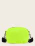 Letter Embroidery Neon Lime Crossbody Bag