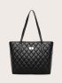 Twist Lock Quilted Tote Bag With Purse