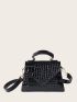Mini Croc Embossed Satchel Bag