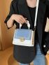 Mini Color Block Stitch Detail Flap Satchel Bag