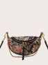 Floral Graphic Fanny Pack With Chain Handle