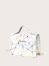 Geometric Graphic Flap Satchel Bag