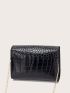Croc Embossed Chain Crossbody Bag