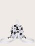 Mini Cow Pattern Zip Front Backpack